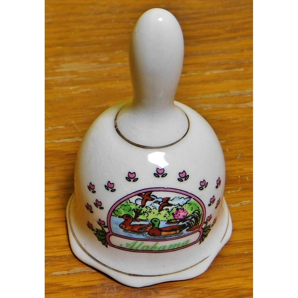 Vintage 1980s Ceramic Porcelain Souvenir Bell Alabama